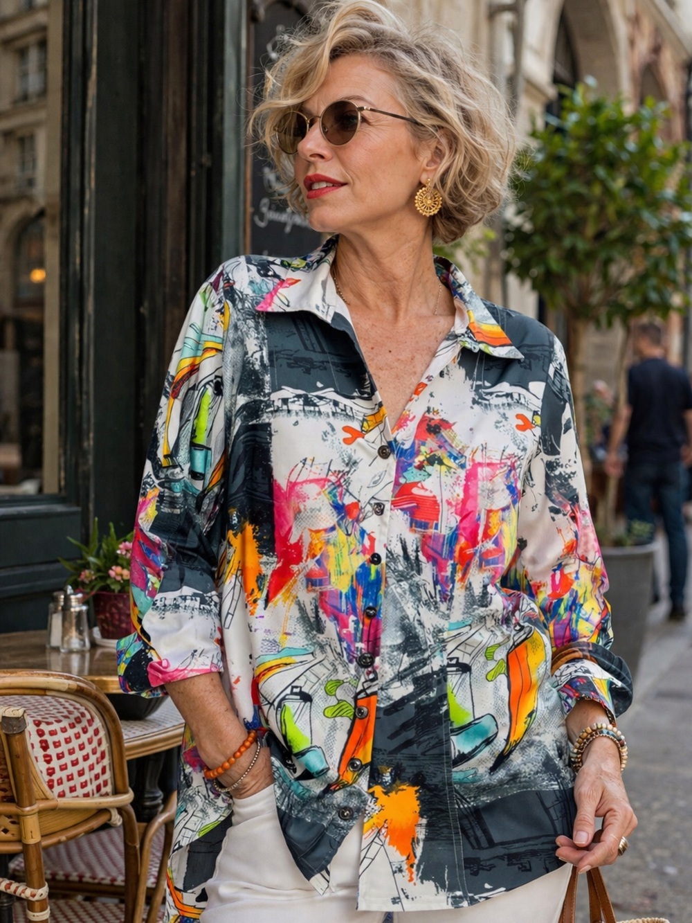 Joseph Ribkoff Abstract Print Tunic Blouse Multicolor Size 14 Art To Wear Casual